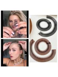 2/4 piezas Peines elásticos de plástico redondos y extensibles, sujetadores de banda para el cabello de mujer, aros redondos dentados para el cabello, accesorios para el cabello de mujer, blanco, marrón, negro casual, herramientas de peinado para peluquería, salón de belleza, productos esenciales de viaje para el cabello, cuidado del cabello, accesorios para el cabello - Multicolor - Ver 2