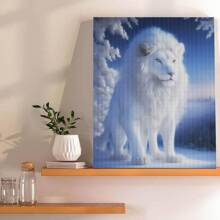 5D DIY Diamond Painting Kit 30x40cm Full Drill Canvas, White Lion Design, Perfect For Home Picture Of Rhinestones Wall Decor And Holiday Gift