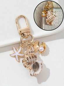 Marine Bag Charm Natural Shell And Starfish Asymmetrical Bag/Wallet Charm Bridesmaid Gift Summer Beach Vacation Accessories Bag Pendant Marine Bag Accessories Beach Accessories Beach Essentials Backpack Decor