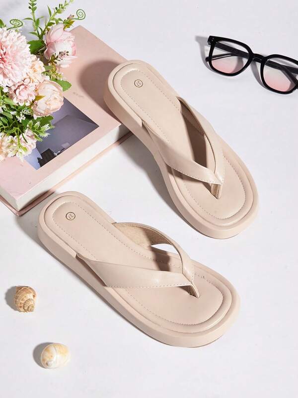 Summer Soft Non-Slip High Quality Leather Thong Sandals, Lightweight Pastel Pink, Fashionable Thick Sole Slippers, Comfortable & Versatile For Indoor/Outdoor, All Season Wear