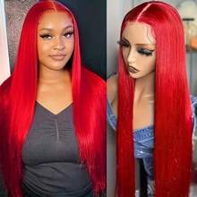 Stunning Purple Hair Synthetic Lace Front Wigs 26 Inch Pre Plucked Long Straight Hair Wigs 13X4 HD Lace Wigs Glueless Dark Purple Colored Wigs Heat Resistant Halloween Wigs Deep Purple Long Silky Straight Lace Front Wigs For Fashion Women For Daily Christmas Party Cosplay Use - 紅色 - 查看 1