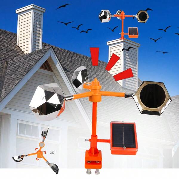 Solar Reflective Bird Repeller Voice Bird Repellent Wind Power Birds Repeller Driving Device For Outdoor Garden 360°