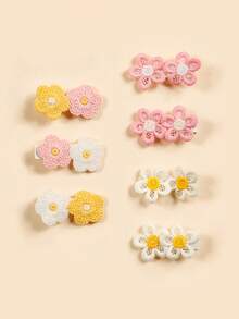 7件套可爱迷你粉色花朵/向日葵公主发夹，婴儿/女孩发饰，适合拍照、婚礼、派对、日常佩戴、新年、情人节、返校季等场合。 - 彩色 - 查看 7