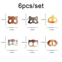 卡通动物面具，适用于生日派对、节日聚会、摄影道具、游戏用品 - 长颈鹿、大象、狐狸、老虎、河马、猴子、兔子、浣熊 - 彩色 - 查看 9