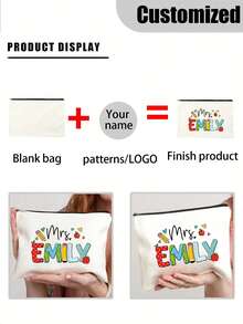 定制教师化妆包、励志化妆包、教师姓名化妆包、个性化教师礼物、教师答谢礼物、带拉链的多功能洗漱用品收纳包、教师礼物、轻便旅行收纳包和女士零钱包 - 理想的返校或圣诞节礼物、化妆收纳包