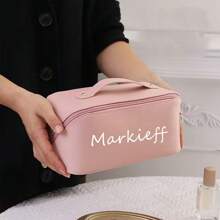 1pc Personalized Makeup Bag,Travel Makeup Bag For Women,Custom Leather Cosmetic Bag,Wedding Gifts,Large Capacity Storage Organizer,Bridesmaid Gift,Birthday Gift,Mother's Day Gift