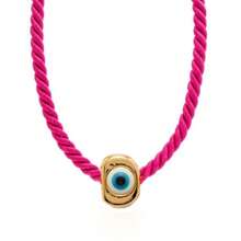2025 Boho Thick Rope Exaggerated Necklace Plump Peach Green Evil Eye Pendant Necklace For Women New Jewelry Accessories Collar
