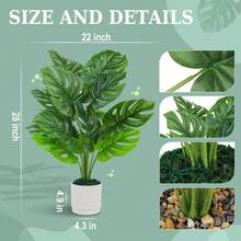 Fake Plants Large Artificial Monstera Faux Plants Indoor Tall With Black Pot For Outdoor Floor Front Porch Decor - 1 green w white pot - View 3