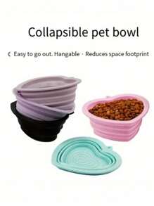 PETSIN 1pc Heart-Shaped Silicone Anti-Spill Pet Bowl, Foldable Portable Pet Food Water Feeding Bowl, Pet Supplies Water Bottle Camping