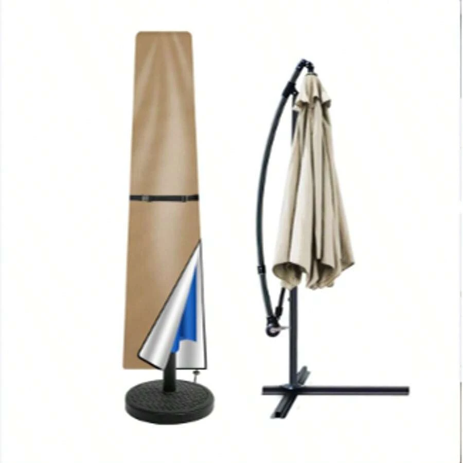 Oxford Cloth Waterproof Parasol Cover Outdoor Garden Patio Anti-UV Windproof Rainproof Sunshade Umbrella Cover With Pole &Zipper - Khaki - View 1