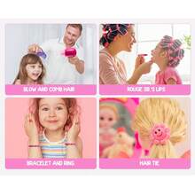 Princess Vanity Makeup Table Toy With Lights & Music – Adjustable Mirror, 13-Key Piano, Pretend Play Cosmetics & Accessories – Gift For Girls Ages 2-5 - Pink - View 5