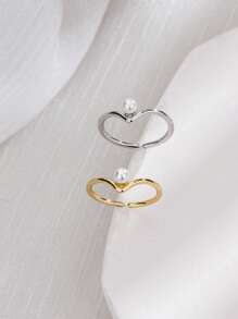 1pc V-Shaped Pearl Ring, Minimalist Design Knuckle Ring