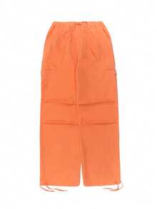 GILIPUR Pantaloni casual a vita alta in tinta unita, stile Y2K, con laccio in vita, adatti per tutte le stagioni, stile semplice e dritto, stile streetwear, vintage, ideali per uscite, regali di Capodanno, San Valentino e vacanze. Appaiono raffinati ma rilassati, ideali per banchetti eleganti, cene informali e serate di concerti. - Arancione - Visualizzare 5