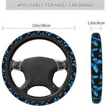 New Blue Butterfly Steering Wheel Cover 15 Inch For Women Men, Neoprene Anti-Slip Cute Car Steering Wheel Grip Wrap Car Accri Protective Case Cover For Vehicle Truck SUV - 藍色蝴蝶均碼 - 查看 5