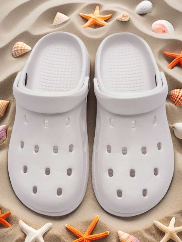 Women's Summer Sandals, Lightweight And Solid Color Slip-On Slippers, Versatile Decoration, Anti-Slip For Pool, Beach, Home, Removable Decorations, Comfortable Breathable EVA Women Hollow Shoes Suitable For Indoor/Outdoor/Beach/Outdoor