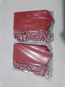 50 piezas de Etiquetas de regalo rosas, etiquetas de regalo con forma de corazón hueco, recuerdos de boda, etiquetas de regalo en blanco de 3.7 x 1.8 pulgadas, etiquetas de regalo de unicolor con cuerda, adecuadas para bodas, cumpleaños, regalos de fiestas, vuelta al colegio, Día de San Valentín