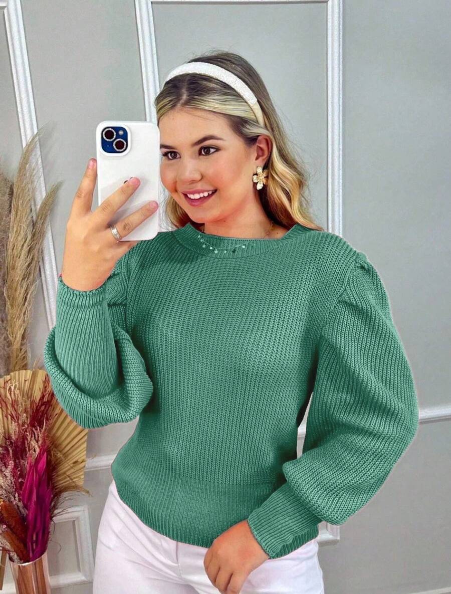 Blusa De Frio Casaquinho Suéter Tricô Manga Bufante Princesa