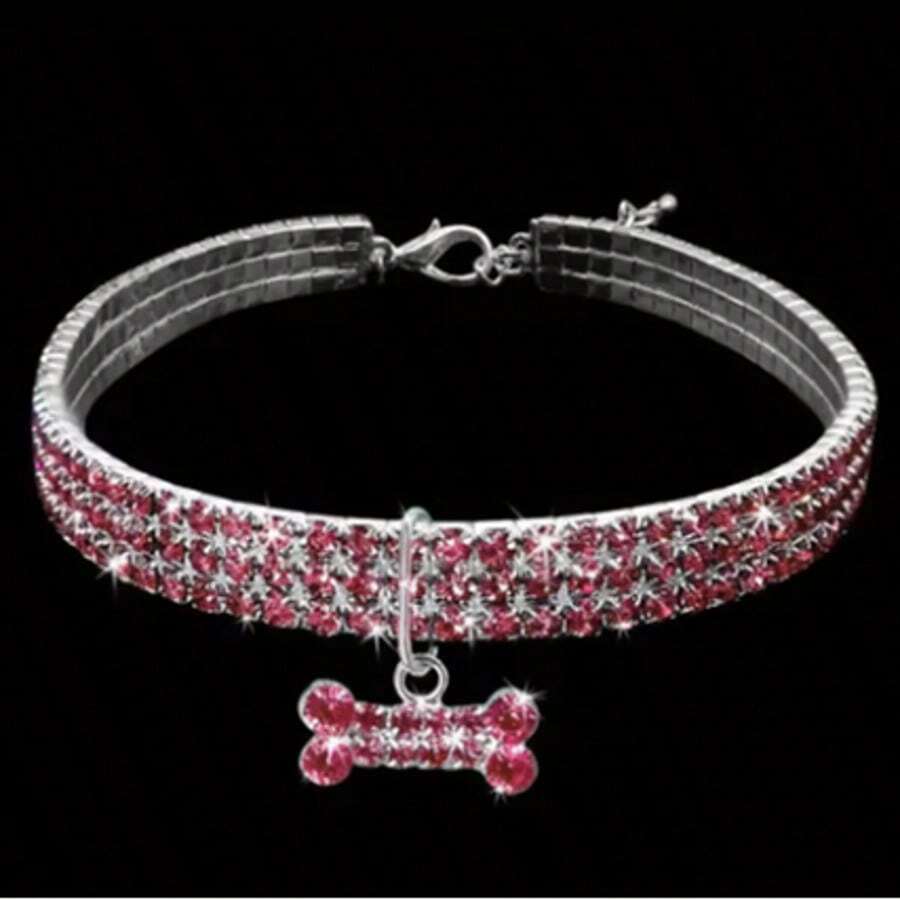 Bling Bone Pet Collar-Adjustable Necklace For Small Dogs And Cats-Cute And Fancy Accessory For Puppies-Adds Style And Glamour