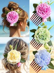 Clip de pelo de espuma floral artificial hawaiano, peine de pelo de orquídea bohemia apto para novia, boda, playa hawaiana, decoración de fiesta tropical. Peines para el cabello, lado del peine, artículos escolares, universidad