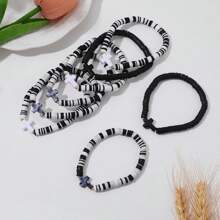 8/12 Stücke bunte Armband-Sets aus Polymer-Ton mit Dopamin-Kreuz-Design, Sommer-Strandurlaubs-Accessoires