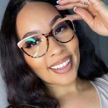 1 件装复古猫眼撞色镜框个性化 TR 材质无压力舒适缓解疲劳非处方眼镜