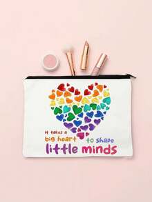 教师答谢礼物 - “大心，小头脑”拉链化妆包 | 送给老师的完美感谢化妆包 | 返校旅行必备品 假期 暑假 返校 学校用品包 学校洗漱包 旅行