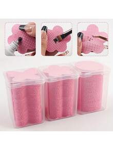 1 Box Of Lint Free Nail Wiping Cloth And Eyelash Extension Glue Cleaning Towel - Non-Woven Soft Gel Nail Remover Pad, Butterfly And Heart Design, Pink, Including Storage Box - Multicolor - View 6