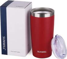 Travel Coffee Tumbler 20 Oz, Insulated Mug With Lid, Stainless Steel Cup For Hot And Cold Drinks, Powder Coated Plum - 橘色 - 查看 6
