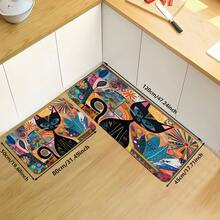 1pc Flannel Abstract Artistic Cat Pattern Floor Mat, Suitable For Garden, Patio, Bathroom, Kitchen, Entrance, Corridor, Machine Stitched Edge, Multiple Sizes Available, Bathroom/Rug/Bath Mat/Shower Mat/Bathroom Decor/Bathroom Accessories/Bathroom Carpet/Bathroom Accessory Set/Bathroom Decor Set/Carpet/Outdoor Rug/Doormat/Back To School Season - Multicolor - View 11