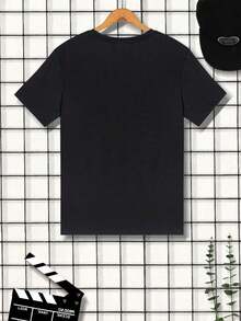 Printed Short-Sleeved T-Shirts For Men - 黑色 - 查看 2