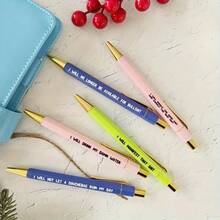 5pcs Funny Reminder Pens, Newspaper Style Ballpoint Pen Set, Novelty Ballpoint Pen Set, Gift Pen Set For Friends And Colleagues