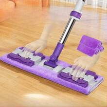 超大平板拖把套装，带 1 个可重复使用垫 - 不锈钢，适用于清洁卧室、厨房、客厅和墙壁 - 彩色 - 查看 11