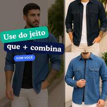 Men's Denim Jacket Long Sleeve Button Down Autumn Spring/Fall Regular Fit Pocket - 黑色 - 查看 7