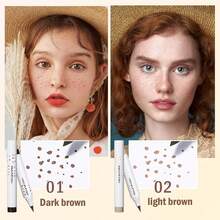 6PCS 2 Colors Freckle Pen,Natural Lifelike Liquid Fake Freckle Pen Waterproof Freckle Makeup Pen Magic Freckle Color,Long Lasting Quick Dry Faux Freckle Pen (Light Brown & Dark Brown) - Multicolor - View 2