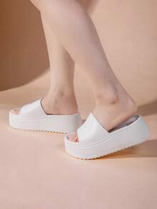 Sandalias de mujer con cuña, nuevas sandalias de verano con suela gruesa antideslizante - Blanco - Ver 3