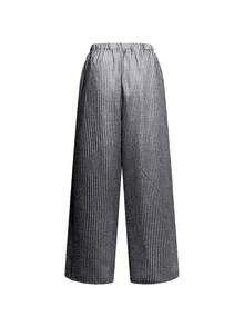 Women's Black Plaid Patchwork Wide Leg Pants | Bow Waist Design | Suitable For Valentine's Day, Race Day, Beach Vacation And Daily Wear, 2026 Spring/Summer Bohemian Style - Black - View 5
