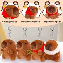 4 Pack Capybara Keychain Plush, Capybara Stuffed Animal Toys With Clothes Accessories, Classroom Birthday Party Favors Gifts For Kids