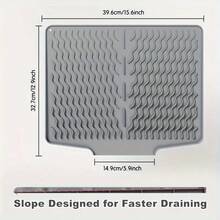 硅胶碗碟干燥垫、厨房用具沥水垫、硅胶沥水垫、柔性橡胶碗碟沥水垫、耐热硅胶垫、台面垫、水槽垫、多功能隔热垫、杯架、滤水垫 - 彩色 - 查看 3