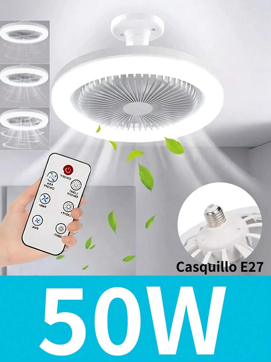1 Piece 2 In 1 LED Fan Lamp With Remote Control, Fan Lamp For Room, Living Room, Dining Room, Bedroom - 白色 - 查看 1