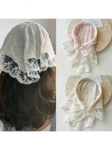 1 Stück Frauen Stoff Mesh & Spitze Haarband, dekoratives Blumen Haarband, süßer Sommerstil Haarschmuck, modisches Accessoire Schulanfang