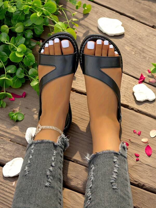 Damen Sandaletten Einfarbig, rutschfest, leicht, mit weicher Sohle, Lässig Schuhe für Sommer und Strand