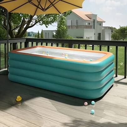 4-Ring Extra Large Inflatable Swimming Pool, Durable PVC Home Backyard Outdoor Swimming Pool (Shipping)