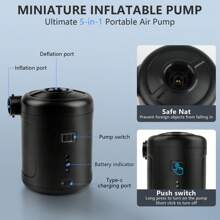 Electric Air Pump For Inflatables, 6000mAh Air Mattress Pump Portable With 4 Nozzles & LED Display Screen, Inflator/Deflator Pumps For Pool, Paddle Boats, Camping, Swimming Ring