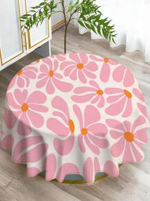 1 stuk tafelkleed met bloemenpatroon, modern rechthoekig/rond waterbestendig tafelkleed van polyester, digitaal bedrukt, geschikt voor woonkamer, eettafel buiten, kleine ronde tafel
