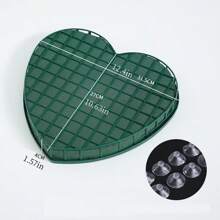 1pc Heart-Shaped Floral Foam Block With Suction Cup Tray, 27 X 31.5cm Green Floral Sponge, Suitable For Wedding And Party Decoration