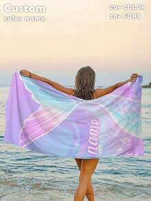 1 件个性化美人鱼尾巴沙滩巾 - 沙滩设计，超强吸水和游泳毛巾，非常适合海滩、游泳、露营和旅行，沙滩必备 | 美人鱼尾巴主题 | 涤纶毛巾，沙滩配饰，适合所有场合 - 彩色 - 查看 23