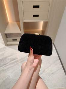 1 件闪光金属蛇皮手拿包，奢华闪亮复古金色迷你晚装钱包，时尚、迷人、精致、优雅的女士手提包，适合婚礼、主题正式派对、庆典、生日派对，配有链条 - 黑色 - 查看 8