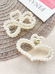 2/3 件套女士人造珍珠几何发夹套装，简约优雅休闲时尚树脂材质时尚别致人造珍珠半圆椭圆心形蝴蝶结发夹，适合日常通勤发型设计，安全无损时尚发饰美容爪夹休闲发夹 - 彩色 - 查看 5