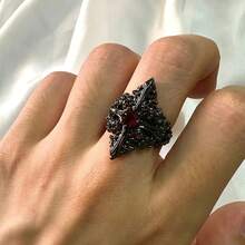 1pc Gothic Cross Ring, Medieval Punk Open Adjustable Black Ring, Motorcycle Club Jewelry Accessory Gift - Ring - View 1