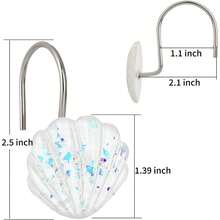 Local Delivery Seashell Shower Curtain Hooks, 12PCS Stainless Steel Anti Rust Starfish And Seashell Decorative Shower Hooks Ocean Theme Shower Curtain Hooks For Home Bathroom (Pink Seashell) - White Seashell - View 5